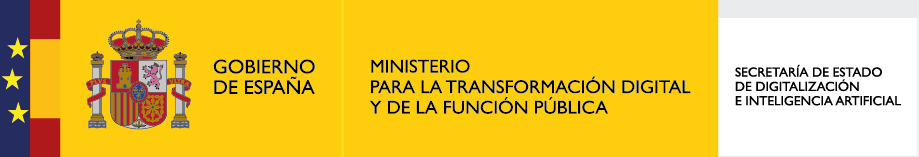 Logotipo del Gobierno de España, Ministerio de Transformación Digital, Secretaría de Estsado y Digitalización